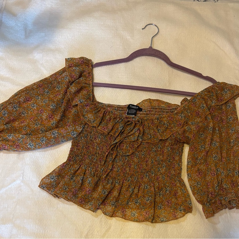 Torrid Women's Floral Smocked Top - Mustard
